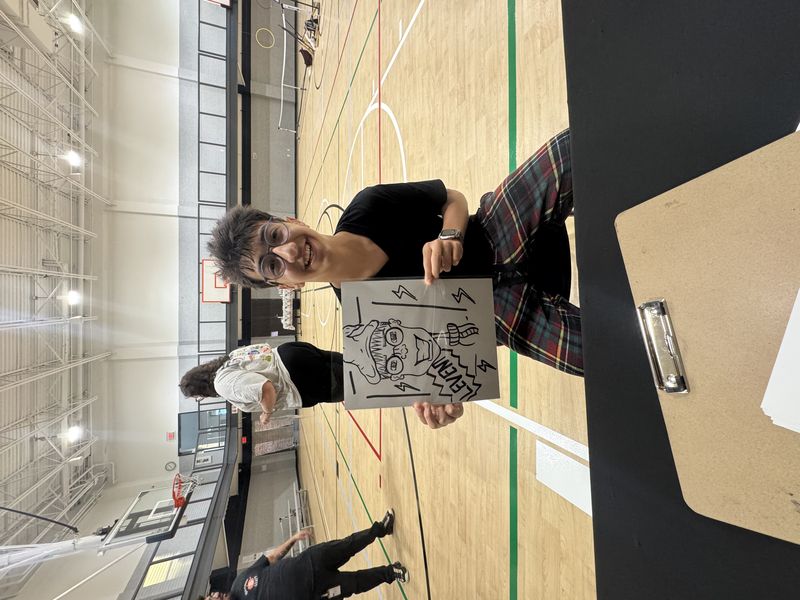 Adult caricature portrait at a Texas school event by Poppin' Partiez