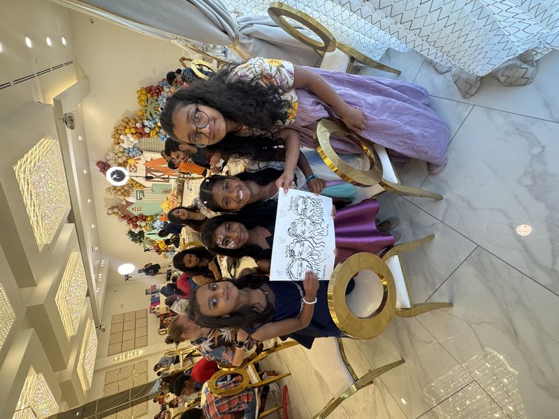 Group caricature portraits from a Texas first birthday party by Poppin' Partiez